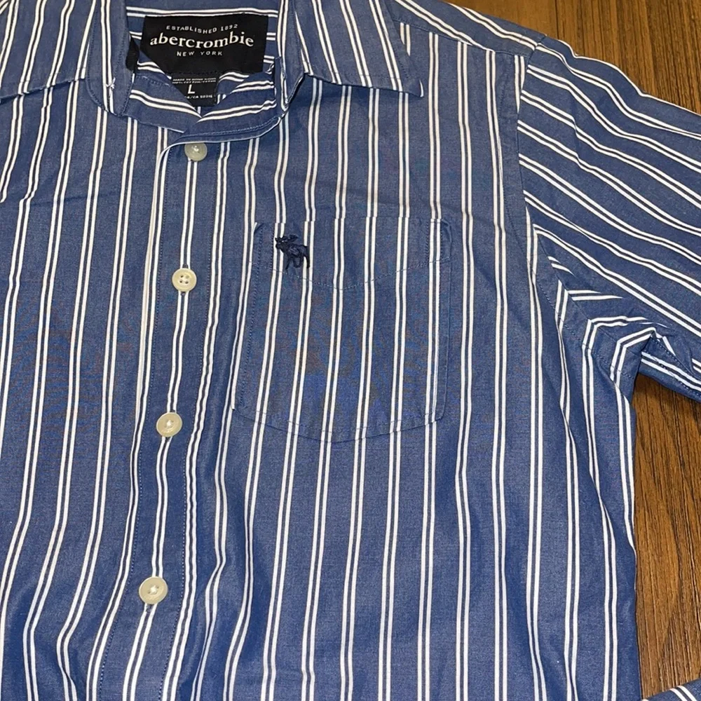 Vintage kids‎ Abercrombie blue white long sleeve Button Down Shirt size large